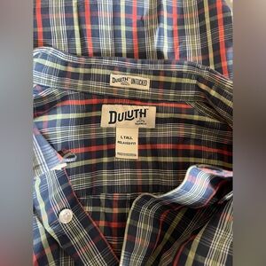 Duluth Men's Plaid Shirt - Red and Blue - Large Tall Lightweight Button down